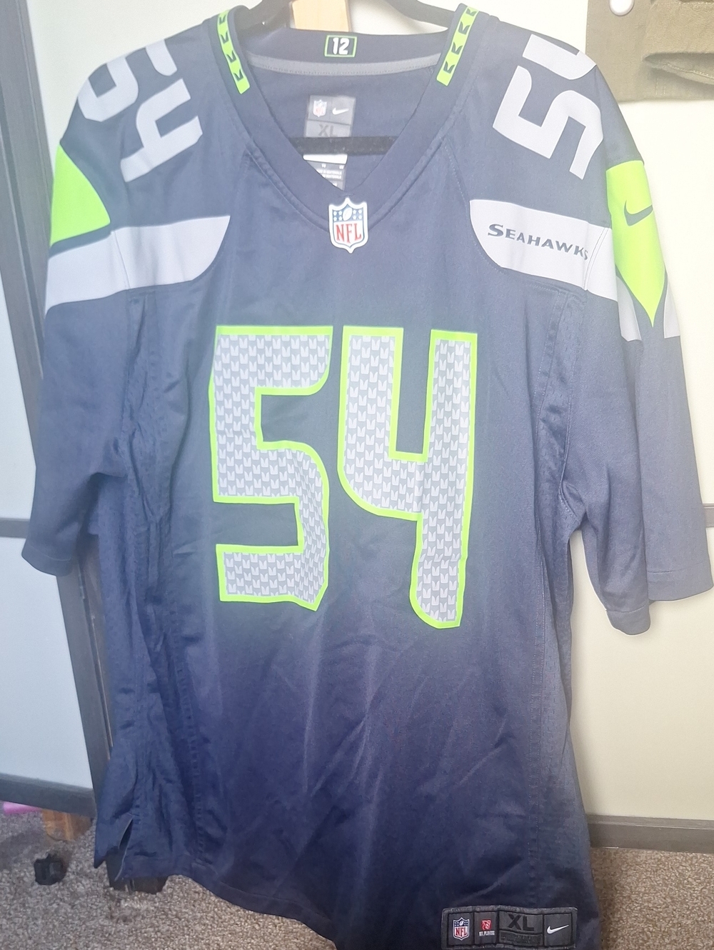 Nike Navy & Lime Seattle Seahawks #54 Jersey